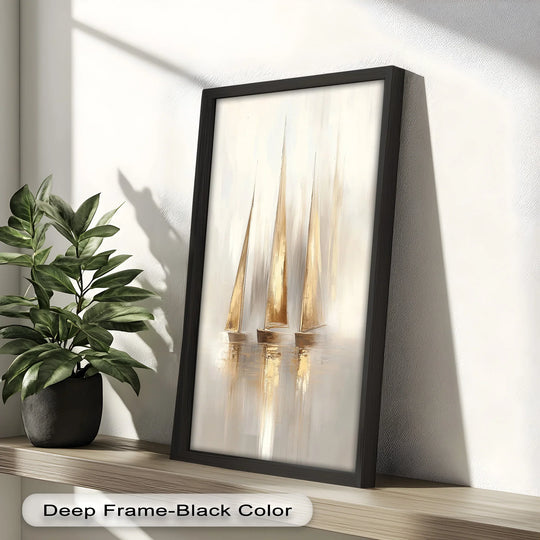 Golden Sails in Morning Light – Boat Oil Painting - MyPhotoStation