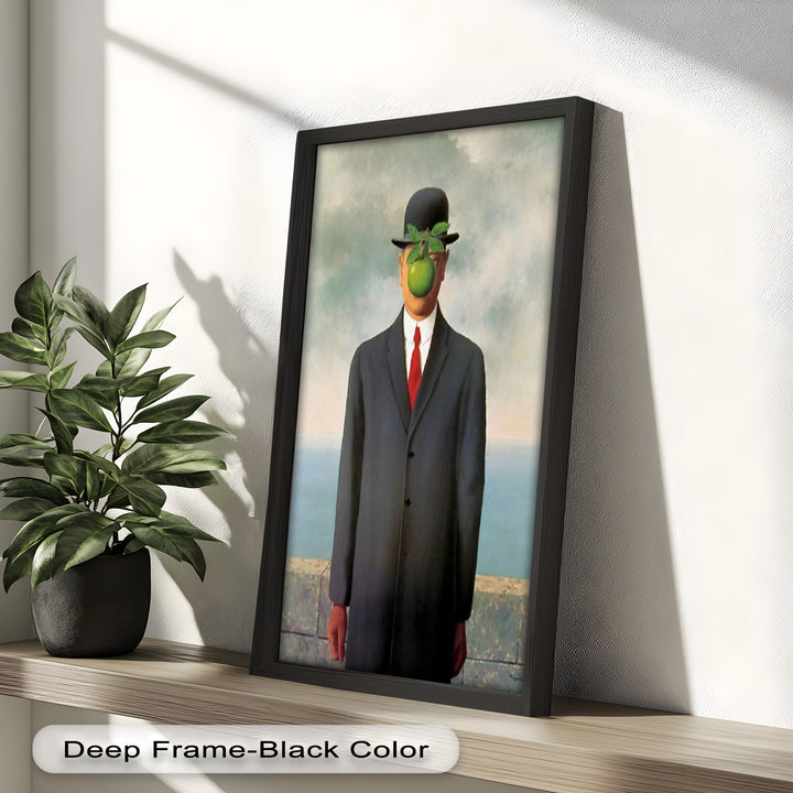 The Hidden Face – Surrealist Gentleman with Green Apple Oil Painting