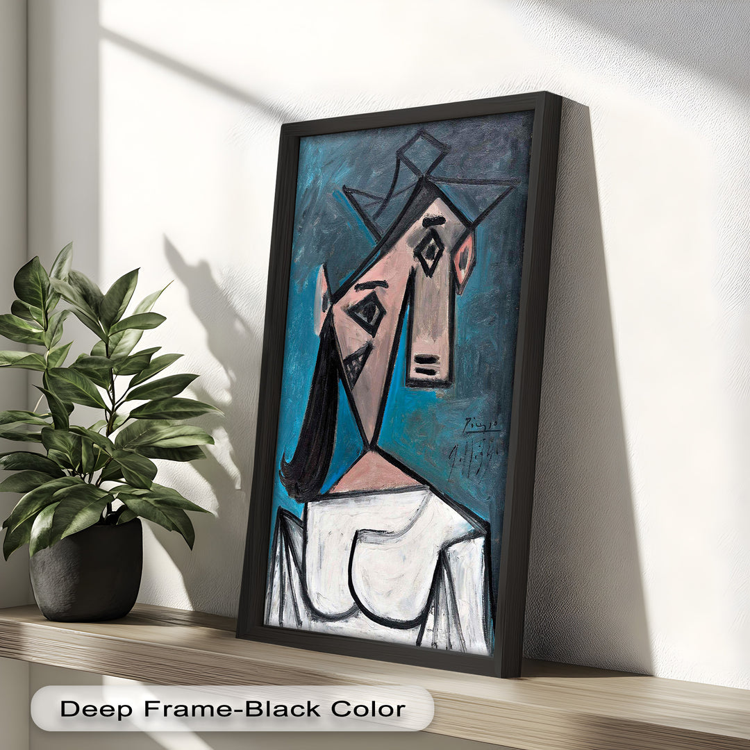 Angular Expression – Cubist Woman in White Dress Picasso Oil Painting