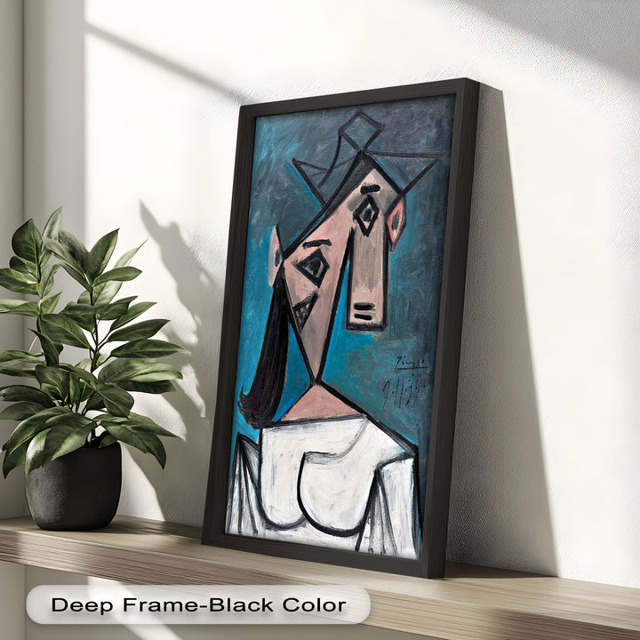 Angular Expression – Cubist Woman in White Dress Picasso Oil Painting