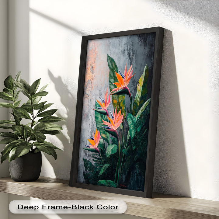 Tropical Flame – Bird of Paradise Botanical Oil Painting