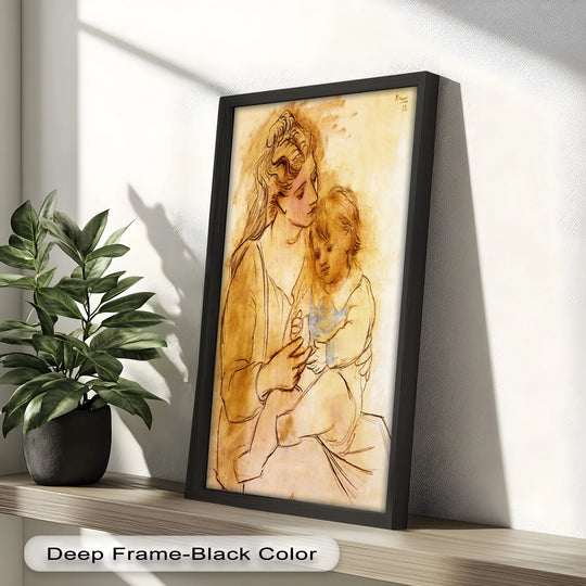 Exquisite oil painting decoration showcases the textured brushstrokes and rich pigments of this Tender Affection - Mother and Child Picasso oil painting.