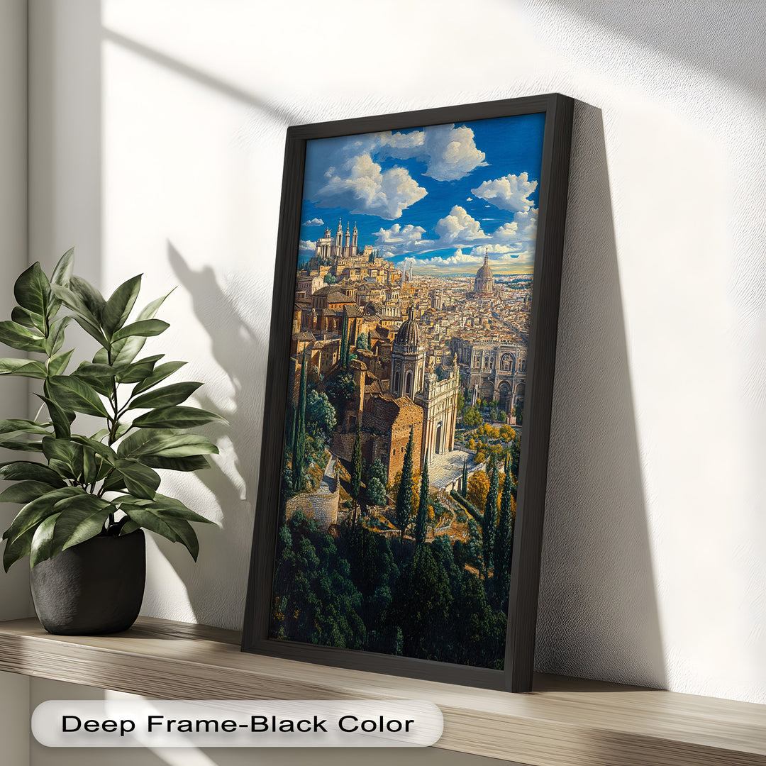 Sunlit Heights of Rome – Classical Cityscape Renaissance Oil Painting