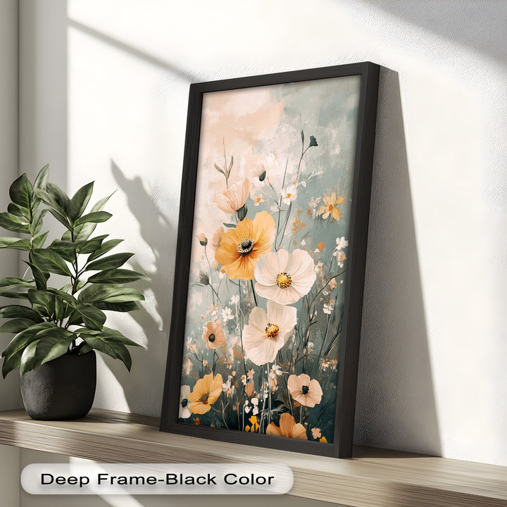 Golden Meadow Bloom - Boho Oil Painting