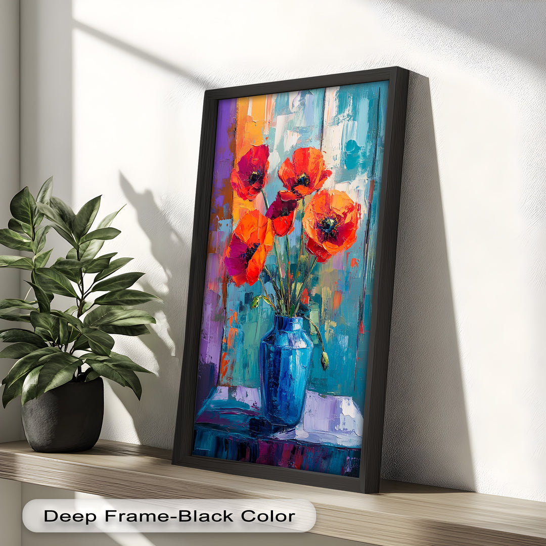 Crimson Blooms – Poppy Flower Oil Painting