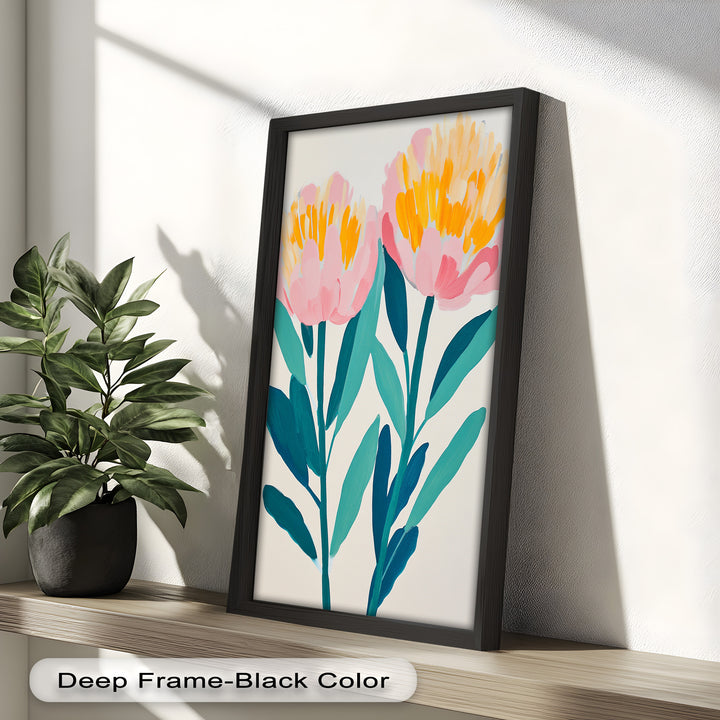 Sunburst Peonies – Modernes Boho-Blumenölgemälde