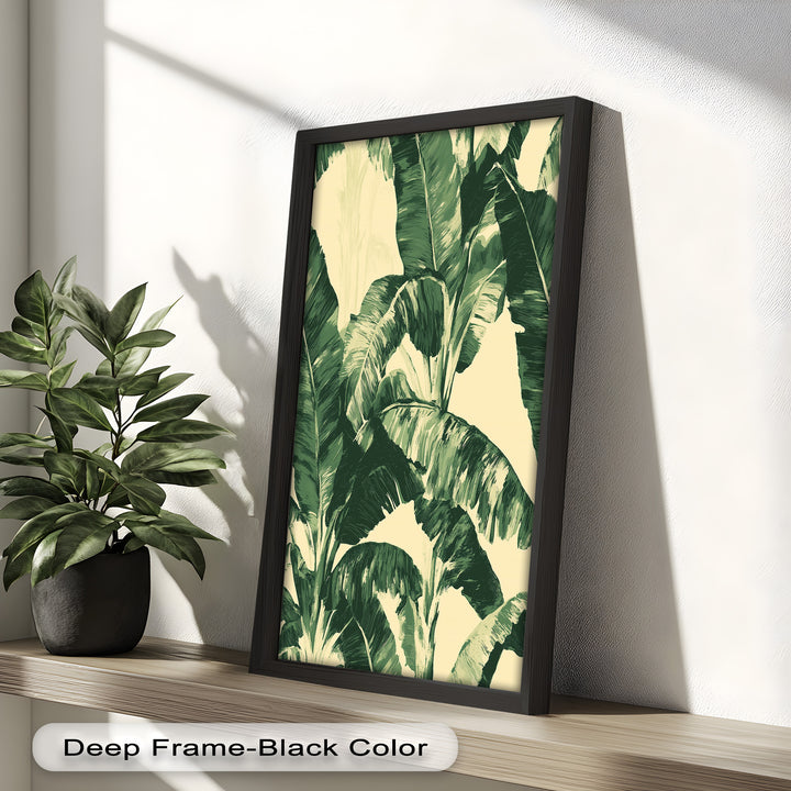 Bananenblatt-Botanische Kunst – Gerahmtes Ölgemälde