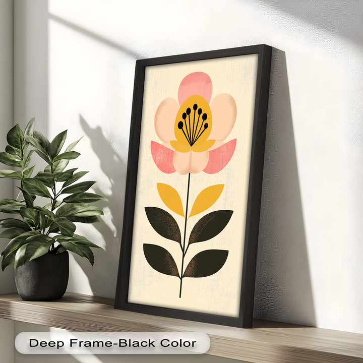 Mid-Century Bloom – Retro Floral Minimalist Wall Art Oil Painting