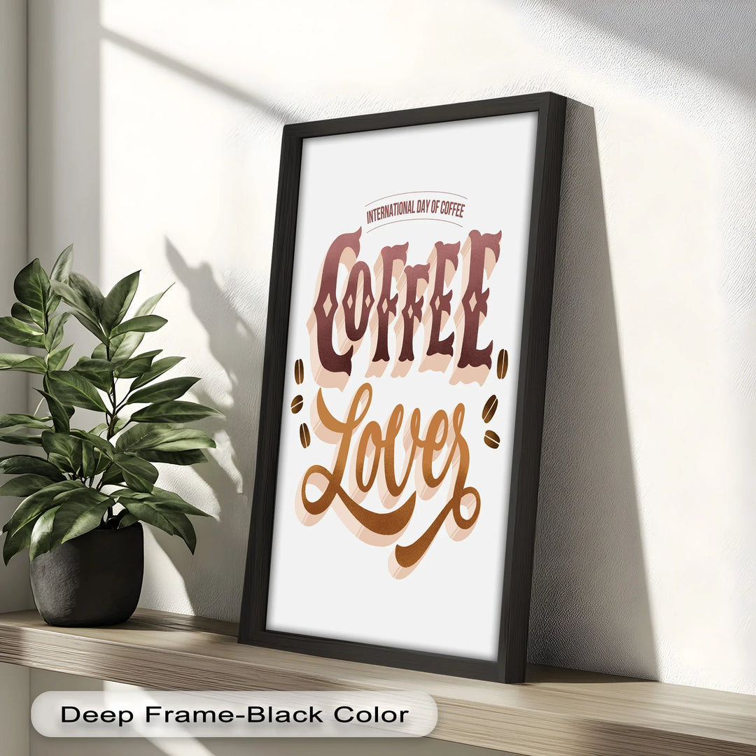 Coffee Lover Typography Art – Coffee Day Oil Painting - MyPhotoStation