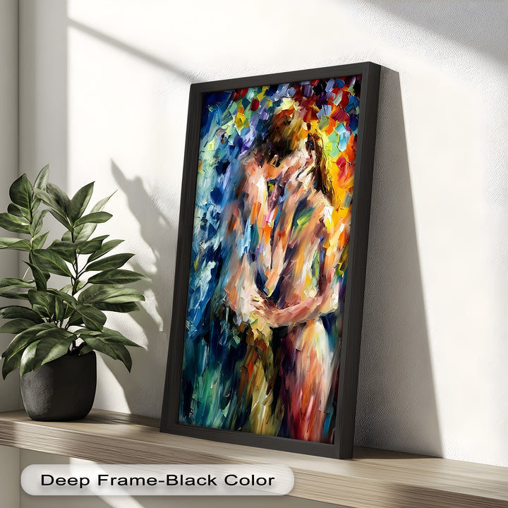 Ethereal Embrace – Abstract Lovers in a Burst of Color Oil Painting