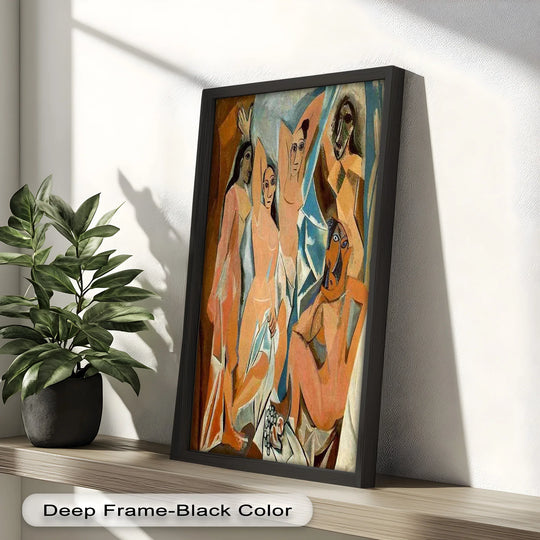 Vertical Picasso-inspired oil painting wall art features nude figures in a cubist style, its rectangular shape adding bold, geometric abstraction.