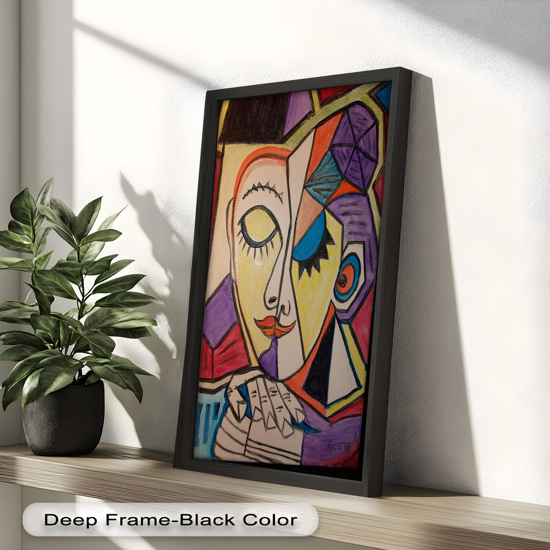 Unified Gaze – Dual Expression Abstract Picasso Oil Painting