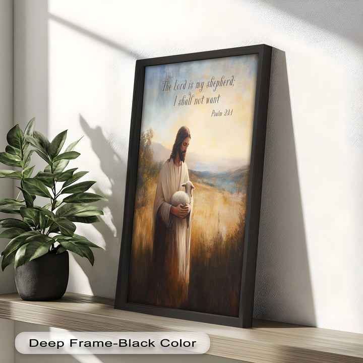 Psalm 23:1 – The Lord is My Shepherd Bible Verse Oil Painting