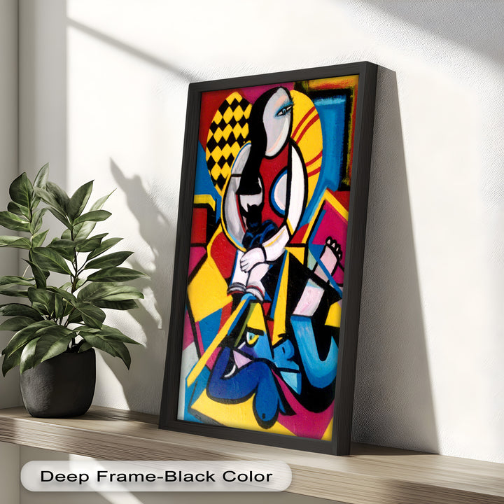 Cubist Woman with Cat Wall Art – Abstract Oil Painting