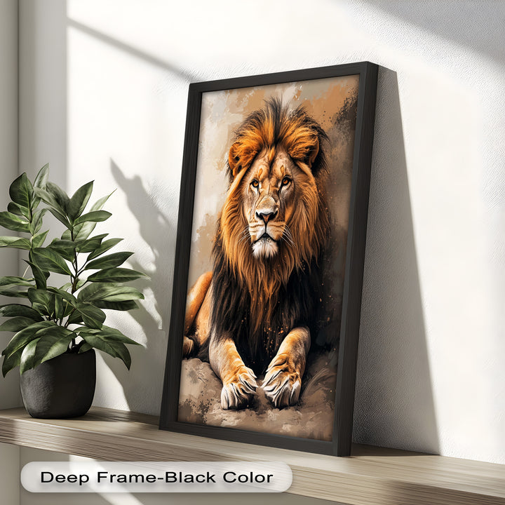Lion Portrait in Warm Tones - Animal Oil Painting