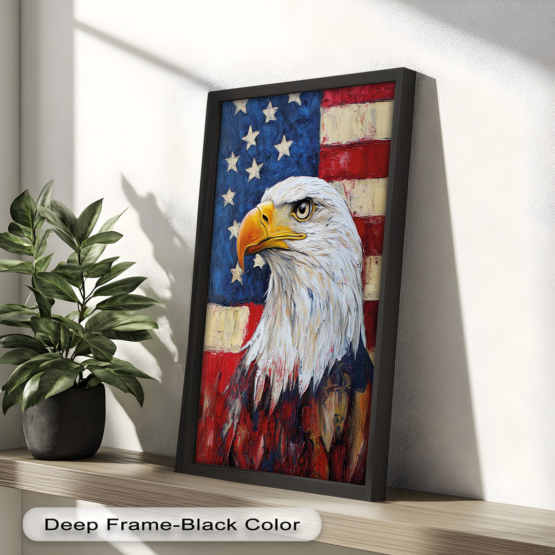 Amerikanischer Weißkopfseeadler Portrait - Patriotisches Ölgemälde