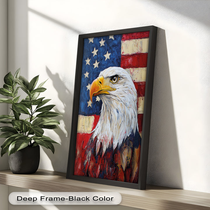 Amerikanischer Weißkopfseeadler Portrait - Patriotisches Ölgemälde