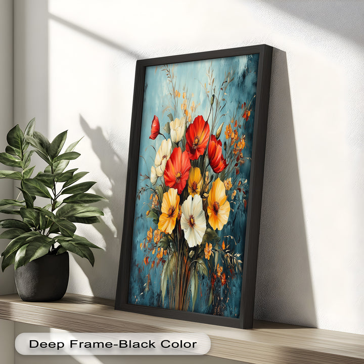 Vibrant Harmony – Multicolored Bloom Bouquet Flower Oil Painting