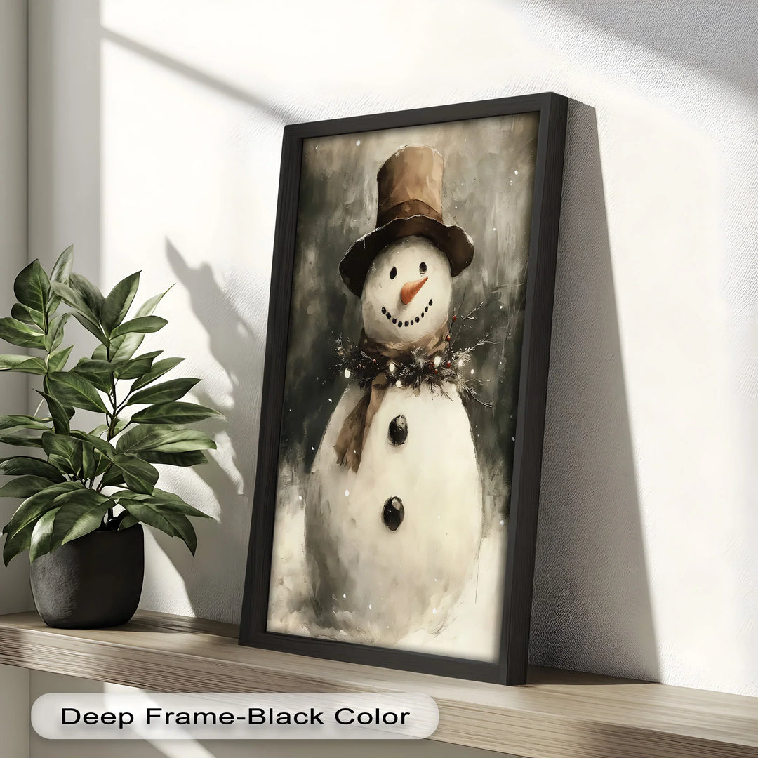 Frosty Cheer – Snowman in Winter Wonderland Oil Painting - MyPhotoStation