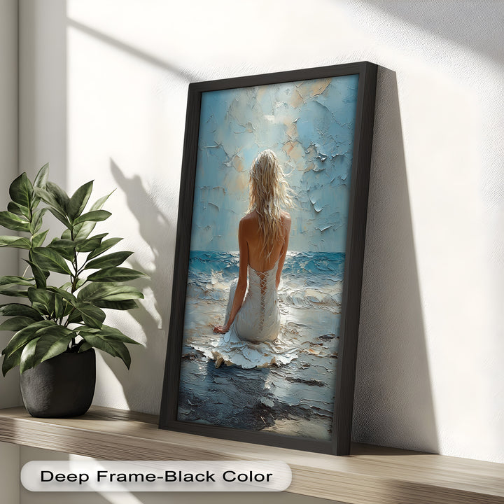 Whispers of the Tide – Serene Ocean Abstract Oil Painting