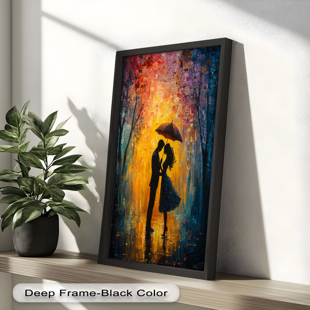 Lovers Under Autumn Glow – Romantic Couple Oil Painting