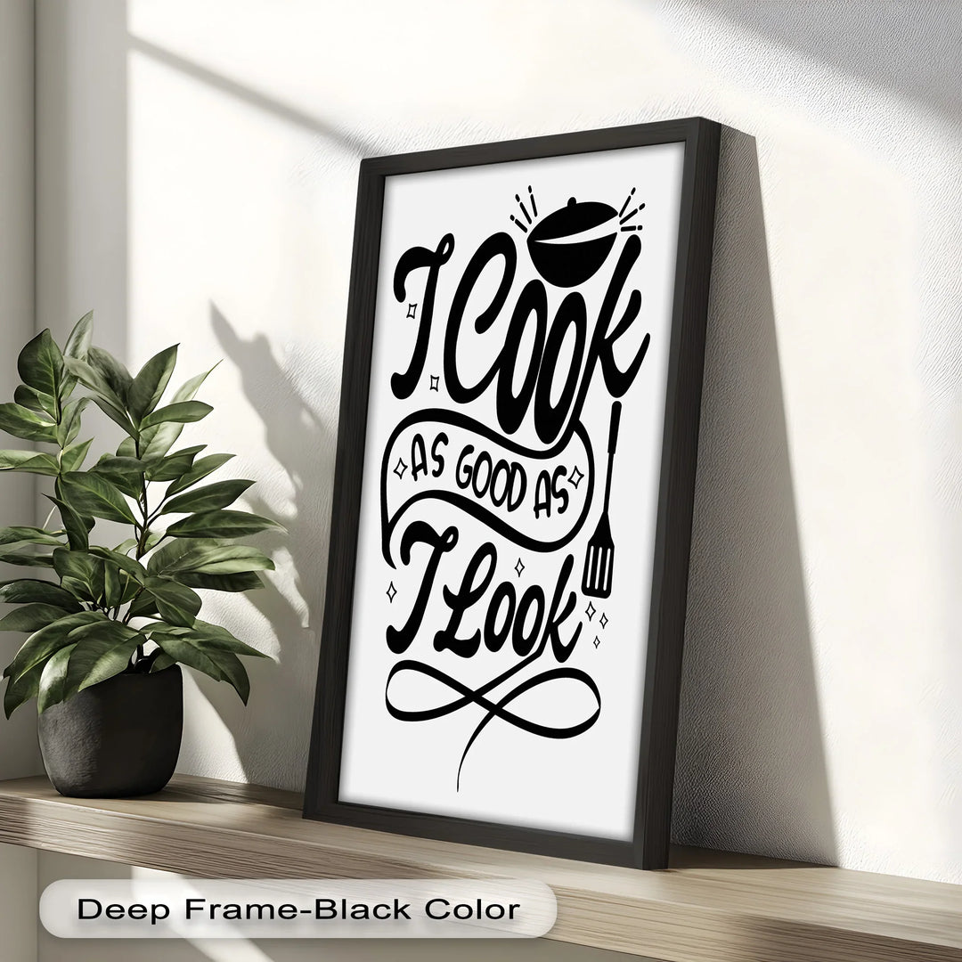 Modern Vertical Oil Painting – Fun Quote for Stylish Kitchens and Foodies
