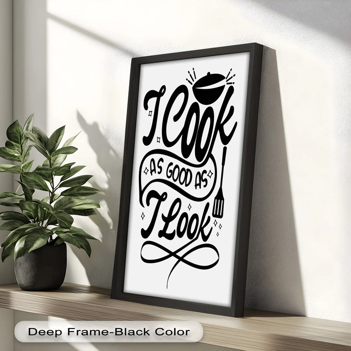 Modern Vertical Oil Painting – Fun Quote for Stylish Kitchens and Foodies
