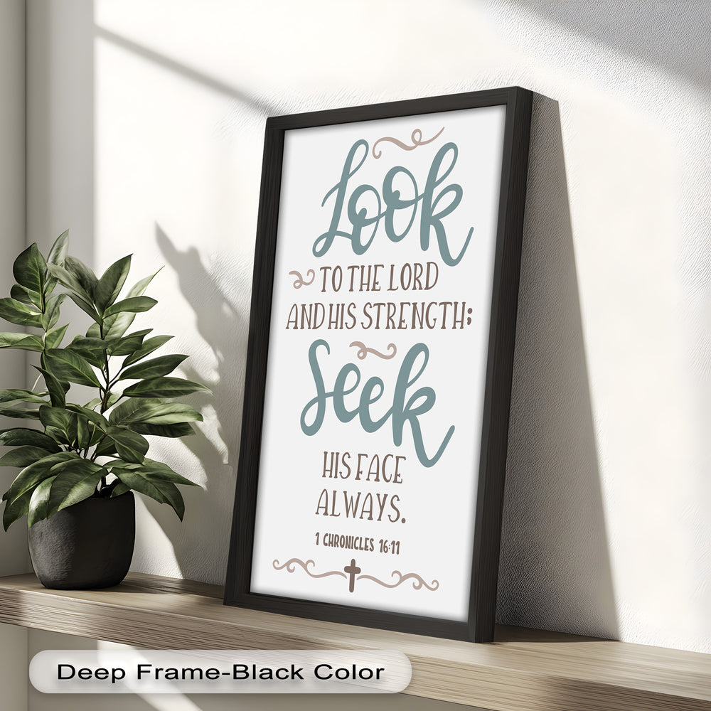 Faith Typography Oil Painting – Seek Strength in the Lord Wall Decor
