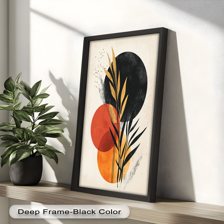 Golden Dusk – Modernes abstraktes botanisches Ölgemälde