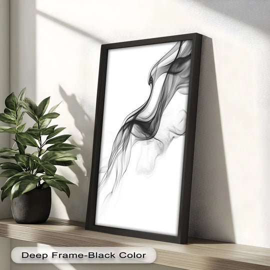 Monochrome black and white highlights the ethereal, smoke-like quality of this abstract echo in motion art, a modern oil painting art piece.