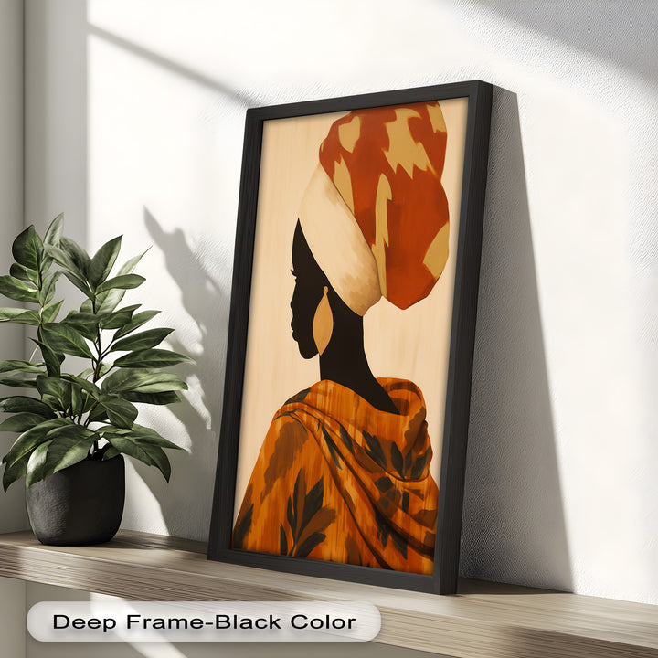 Afrikanische Frau Silhouette Kunst - Gerahmtes Ölgemälde