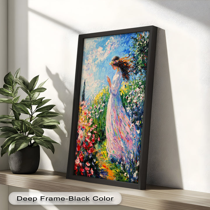 Woman in Floral Crown - Impressionist Oil Painting