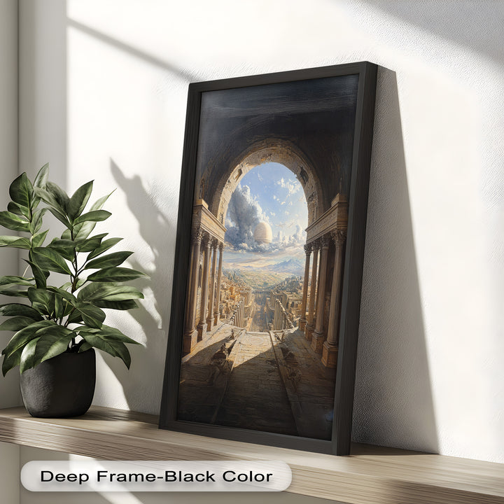 Celestial Archway over an Ancient Metropolis – Renaissance Oil Painting