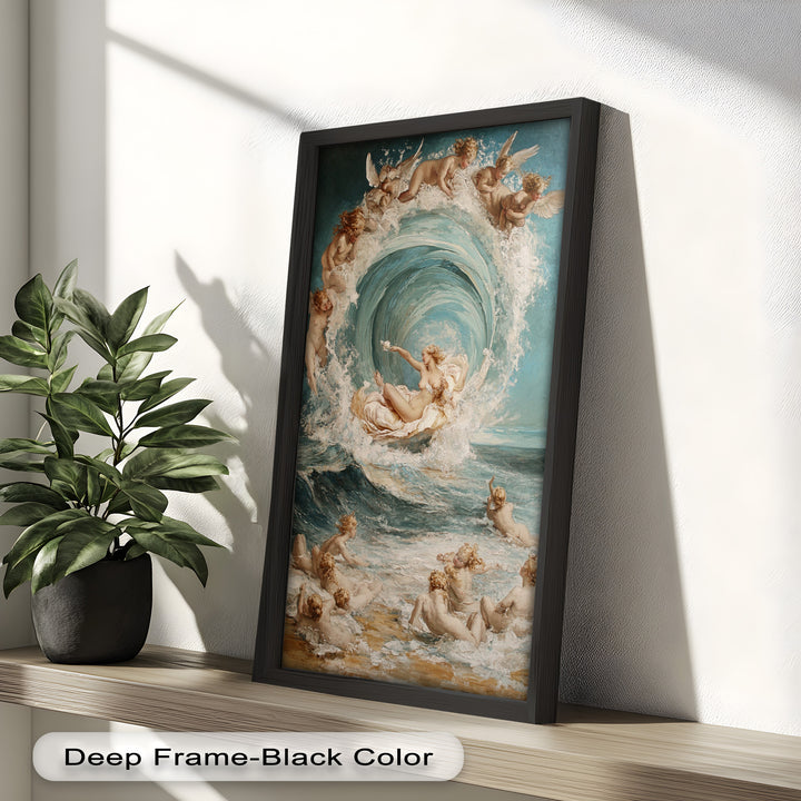 Birth of the Wave – Mythological Goddess and Cherubs Oil Painting
