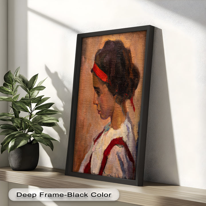 Side Portrait of a Young Woman in Red Ribbon - Picasso Oil Painting