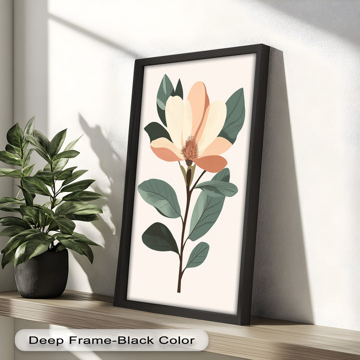 Minimal Magnolia – Elegantes botanisches Ölgemälde