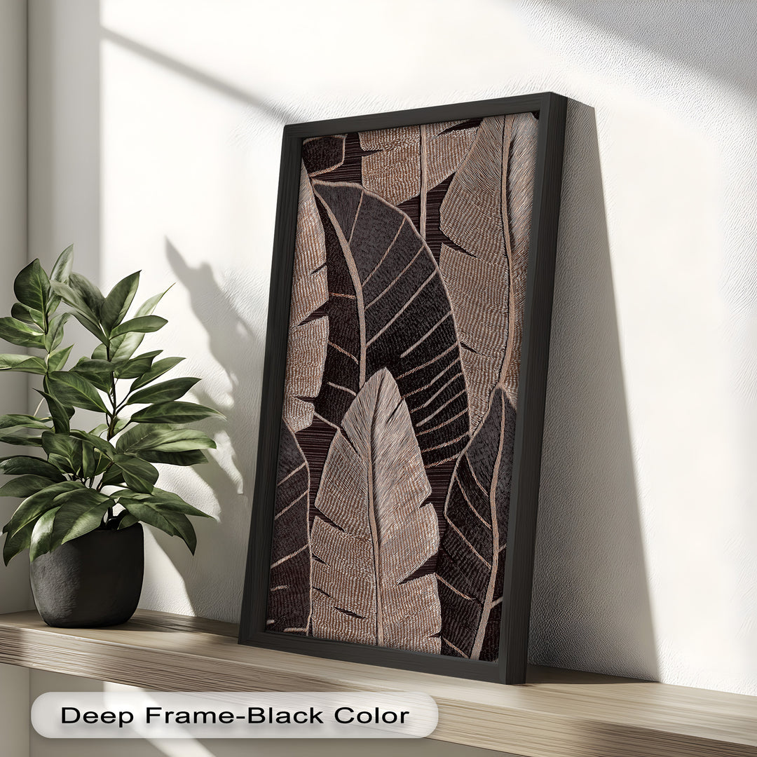 Tactile Tropics – Brown Leaf Composition Flower Oil Painting