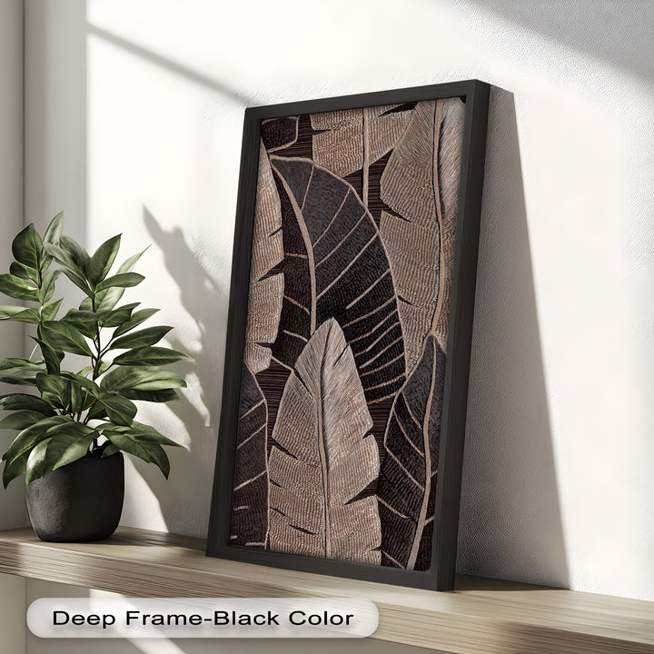 Tactile Tropics – Brown Leaf Composition Flower Oil Painting