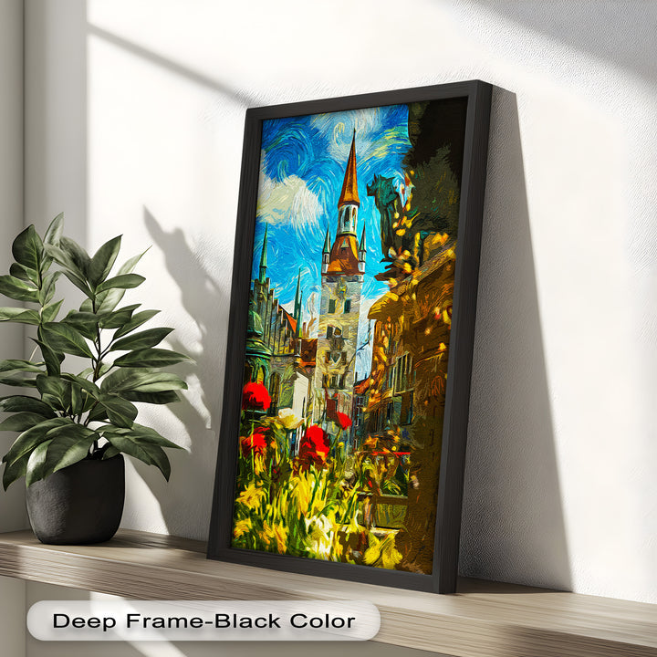 Sunlit Cathedral Square – Vibrant European Cityscape Picasso Oil Painting