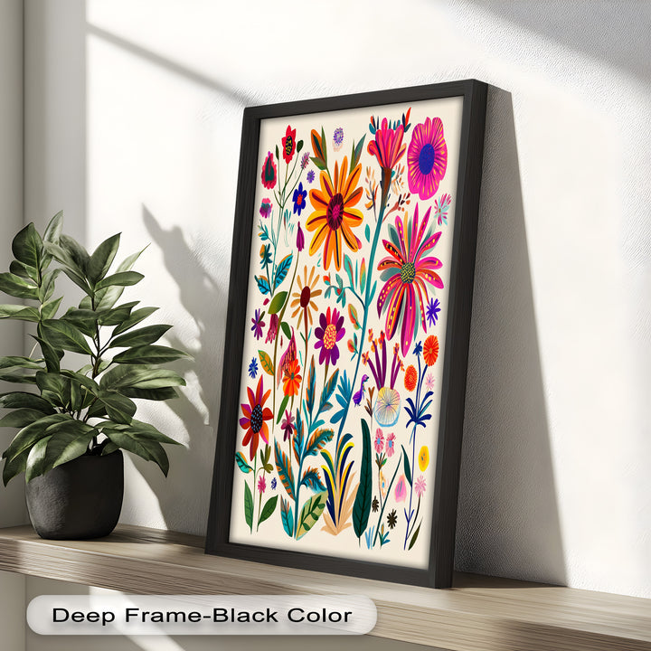 Wild Bloom Symphony – Vibrant Botanical Oil Painting