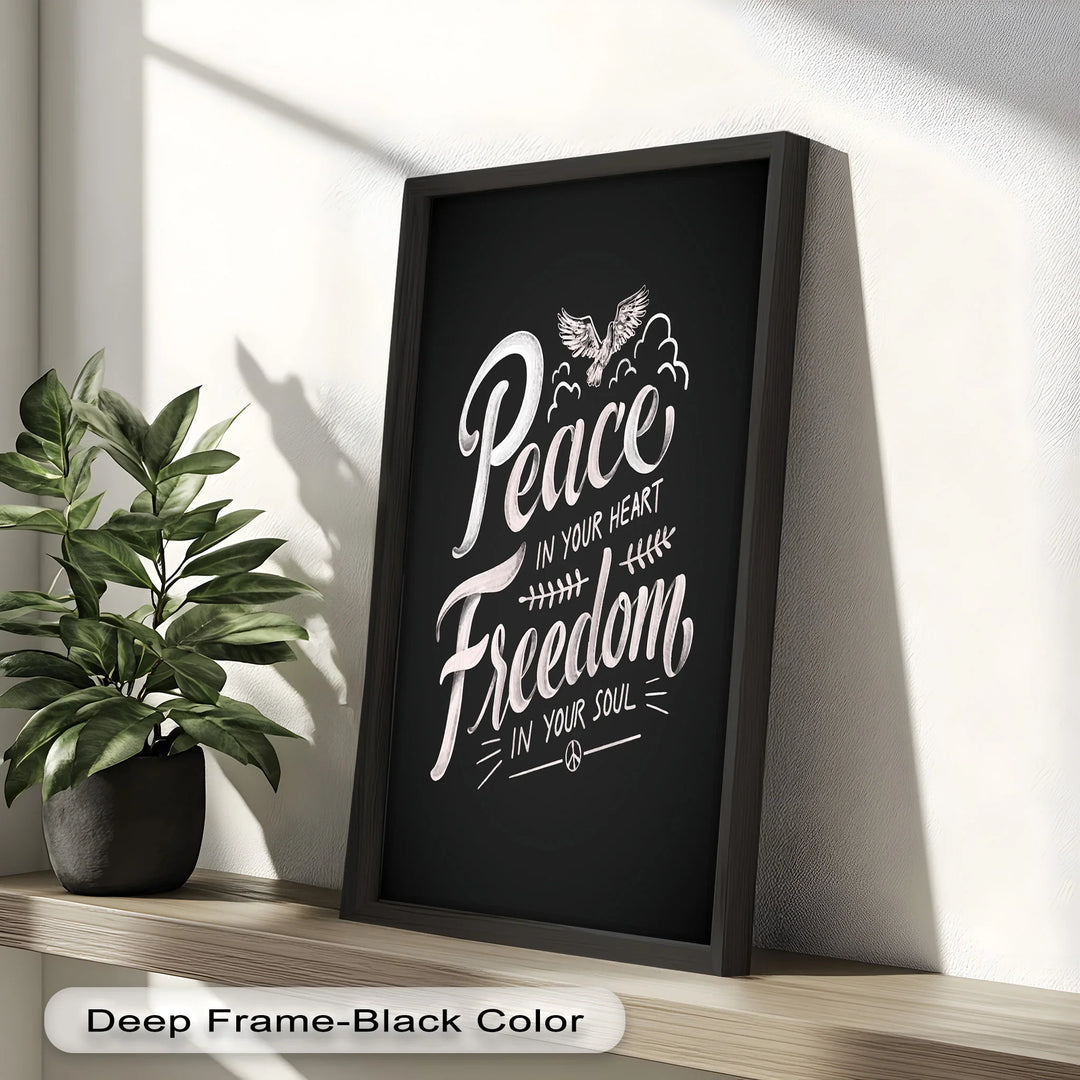 Modern Motivational Oil Painting – “Peace in Your Heart, Freedom in Your Soul”
