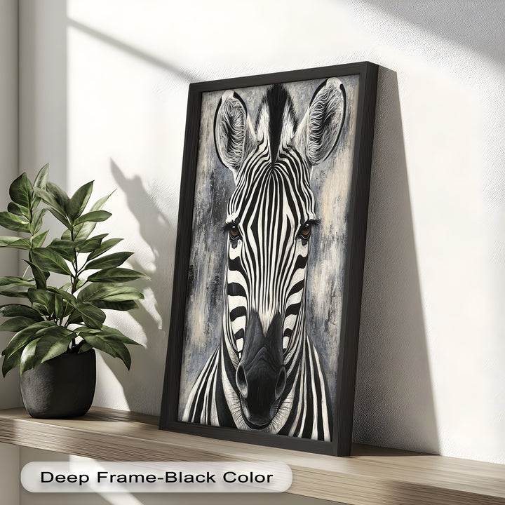 Zebra Portrait – Bold Black and White Animal Oil Painting