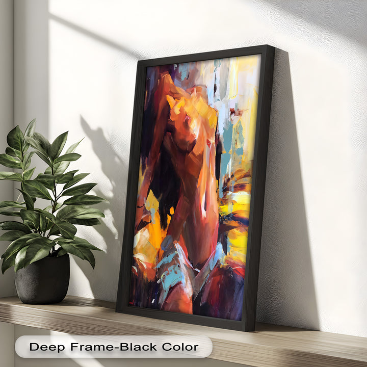 Ember Silhouette – Bold Abstract Nude Oil Painting