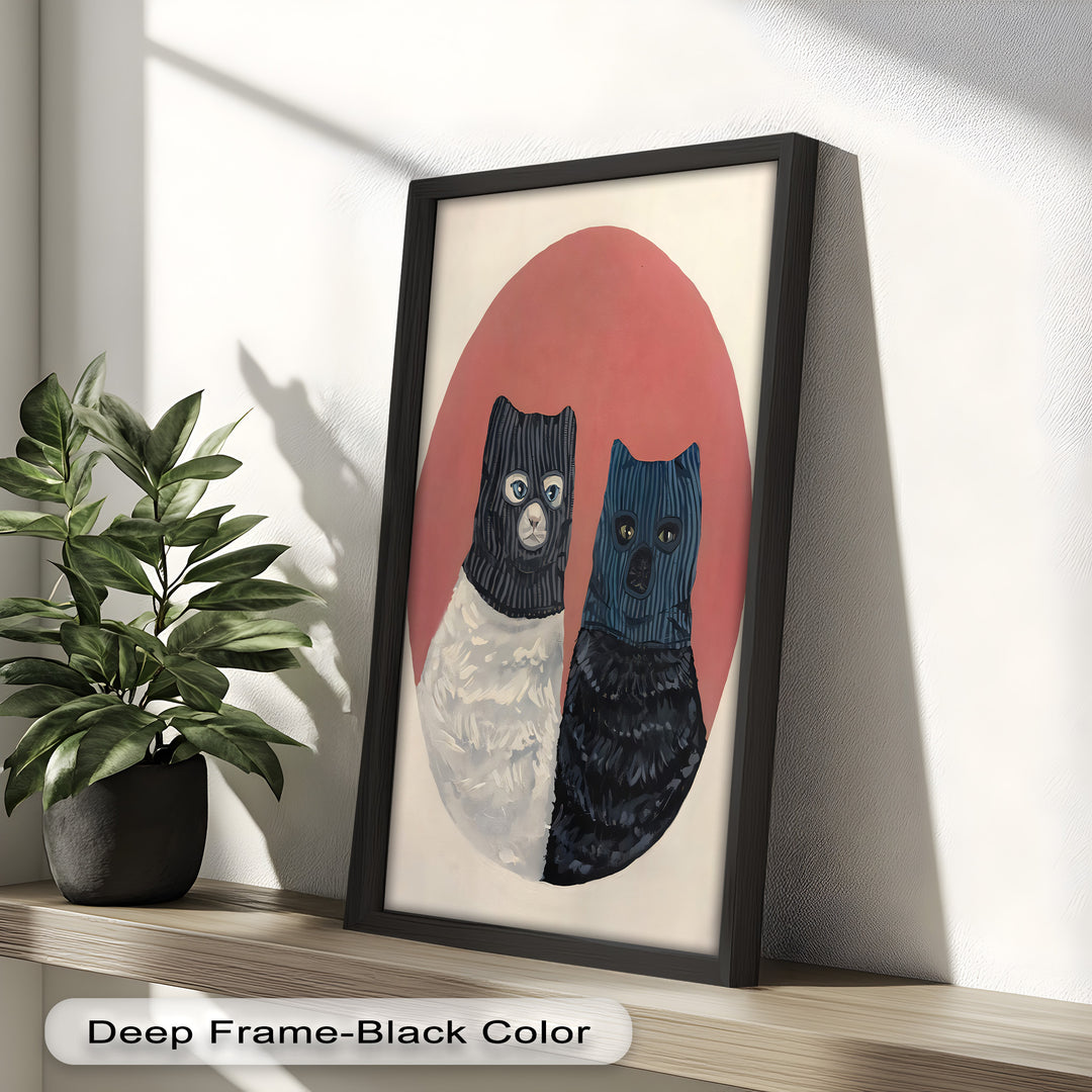 Masked Companions – Contemporary Cat Oil Painting