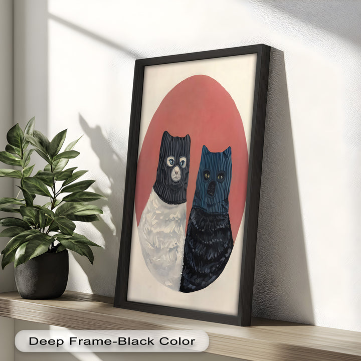 Masked Companions – Contemporary Cat Oil Painting