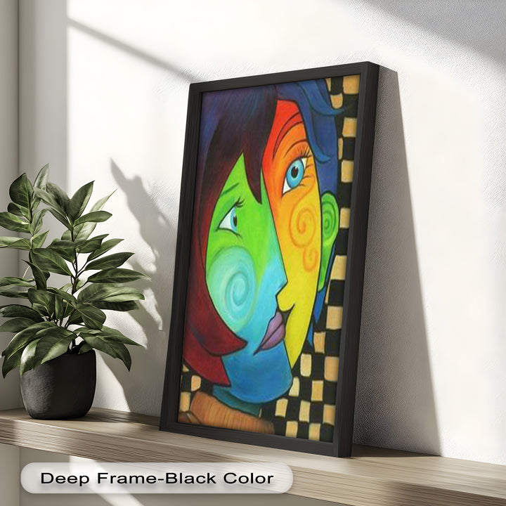 Colorful Duality – Surreal Portrait Fusion in Picasso Oil Painting