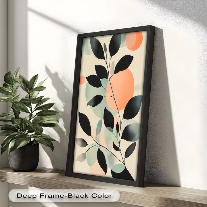 Blush Eclipse – Minimalist Botanical Silhouette Oil Painting
