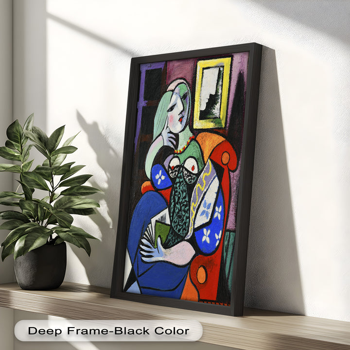 Woman with a Book – Cubist Interior Portrait Picasso Oil Painting