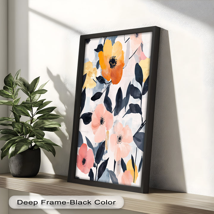 Soft Harmony – Peach and Mustard Floral Oil Painting