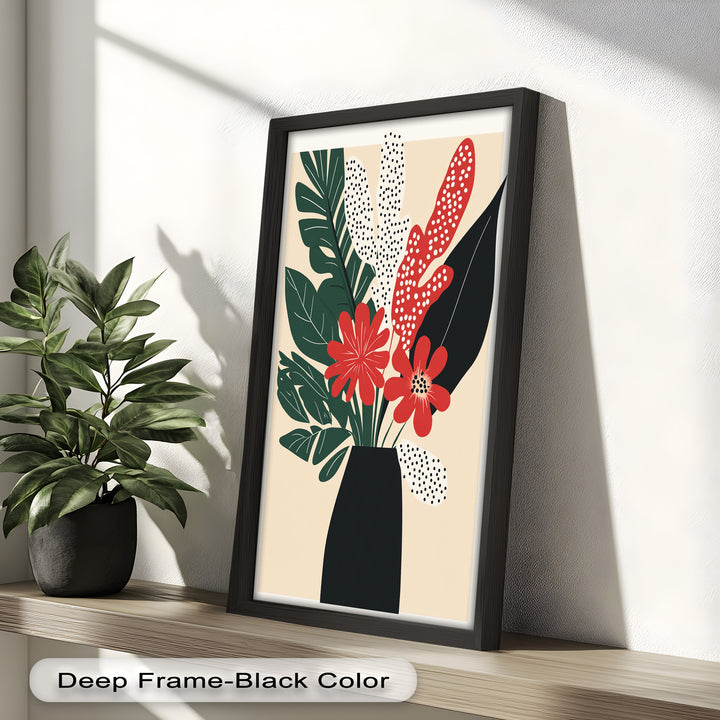 Purpurrote Blüte in monochromer Vase – Modernes florales Ölgemälde